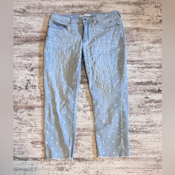 Lauren Conrad Women's Light Blue Polka Dot Jeans‎ Size 16 - Picture 1 of 6